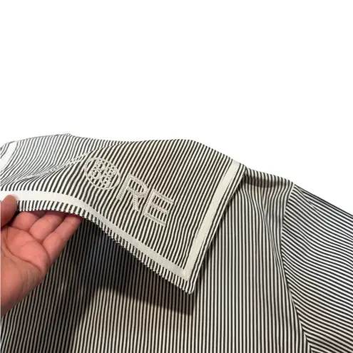 G/FORE Striped Sailor Collar Zip Golf Top Black White Short Sleeve Size Medium