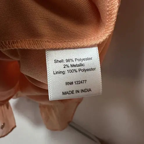 NSR Dress Peach Gold Metallic Swiss Dot Ruffle Chiffon Peasant Medium Bo… Orange