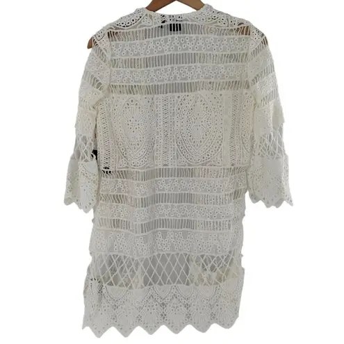 Rafaella NEW White Embroidered Lace Swim Cover-Up Cardigan Size Small