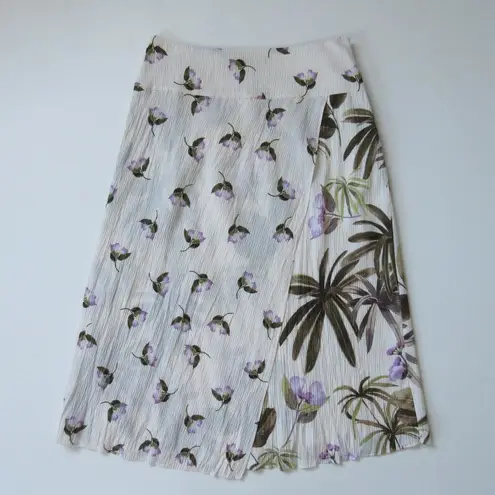 Vince NWT  Mixed Tropical Garden Midi in Pale Alder Floral Crinkle Skirt 8 $295