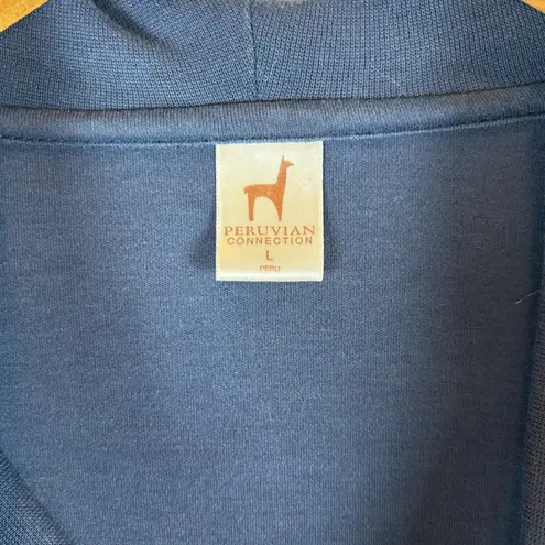 Peruvian Connection ‎ Womens Top L Blue Long Sleeve Cowl Neck Knit Pullover