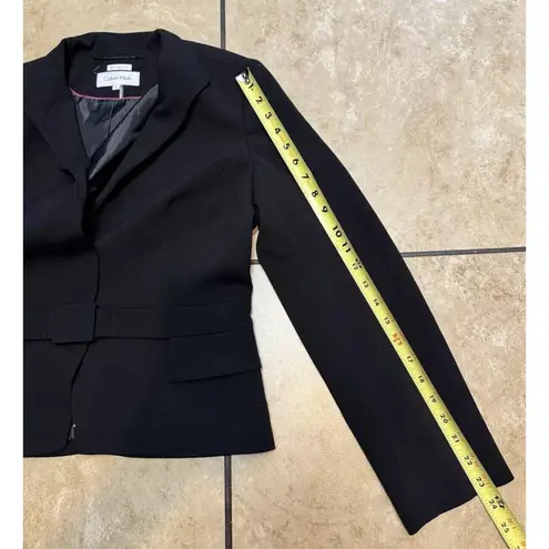 Calvin Klein  Women's Stretch Black Belt 2 Snap Button Blazer Jacket Size 12