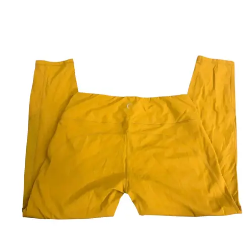 Zyia Active Mustard Yellow Mesh Panel Crop Leggings Size 6-8 Athleisure Yoga