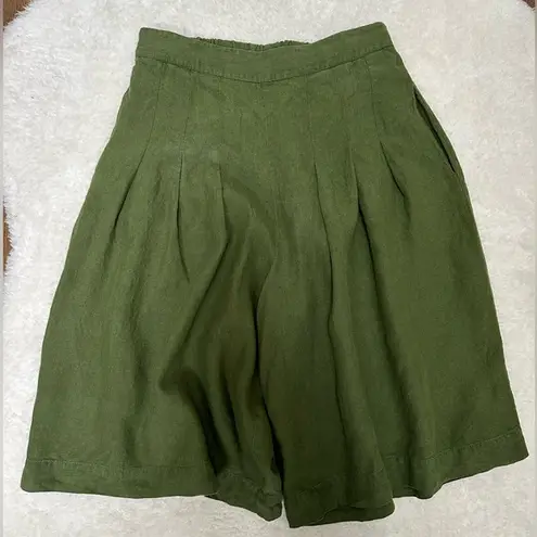 Bermuda Green 100% linen high waisted culottes  shorts size medium