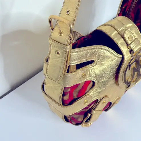 Miss Tina Caged Beast Gold Leather Handbag