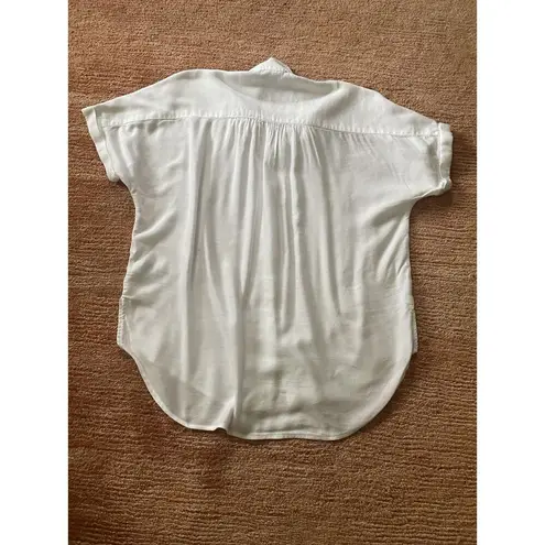 Gloria Vanderbilt White Button Front Blouse Dolman Short Sleeve Top Size M - Image 7