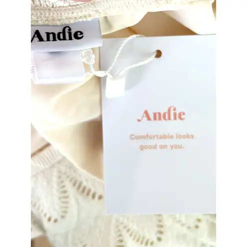 ANDIE Swim The Crete Coverup Skirt Scallop Crochet Gardenia Cream S NWT
