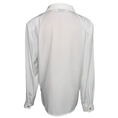 Vintage Kathy Che double collar fancy button lace front secretary blouse size 8 White