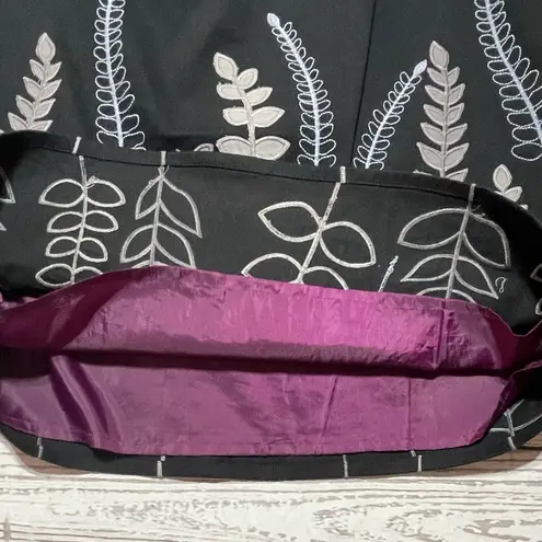 Boden Denim Fern Leaf Applique Embroidered A