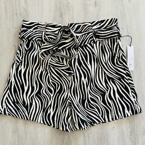 joe's jeans NWT Joe's Calypso Zebra Shorts 33 High Waist 100% Cotton Zebra Print Tie Waist