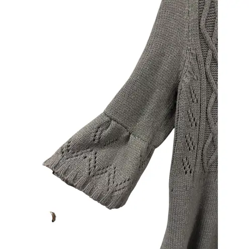 Decree Women's Gray Cable Knit Bell Sleeve Sweater Dress Size L G