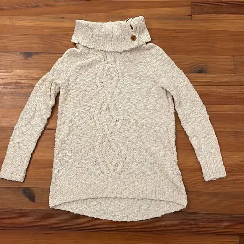 Moth Anthropologie Cream Sweater Womens Small Nubby Boucle Cable Knit Cowl Neck