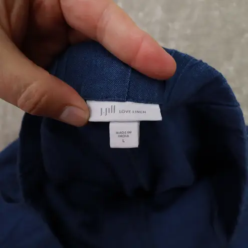 J. Jill Love Linen Blue Wide Leg Cropped Pants Women's Large NWT Beach Boho