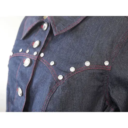 Unique Vintage  Dark Denim Western Boxy Crop Jacket S