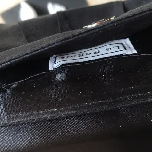 La Regale  Black Snap Closure Beaded Strap Crossbody Purse