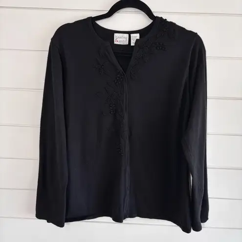 Hasting And Smith Women’s Sweater pullover Black Size 2X Embroidery