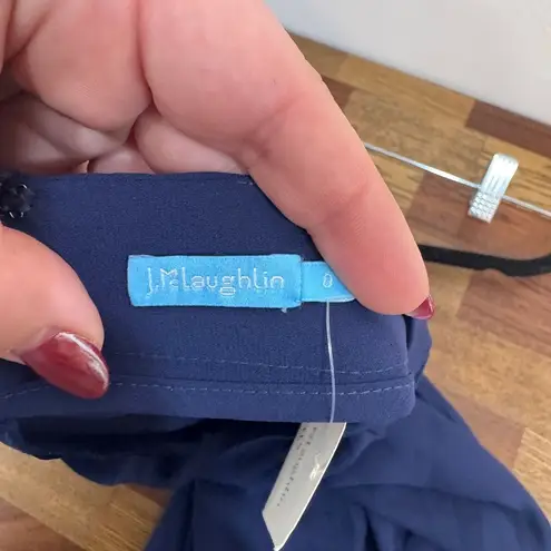 J. McLaughlin Womens Candela Pant Size 0 Wide Leg Navy Blue Loose Fit Pleat NEW