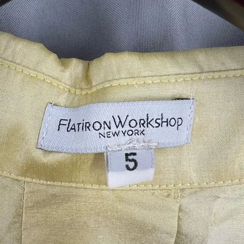 Flatiron Workshop Silk Blouse Yellow Decorative Cuff Vintage Inspired Size 5 (L) Size L