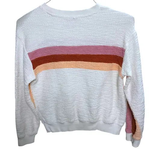 Faherty Vista Striped Textured Multicolor Crewneck Pullover Sweatshirt XS