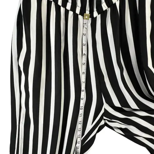 New York Co Jumpsuit Womens XS Black White Striped Off Shoulder Wide Leg Modern