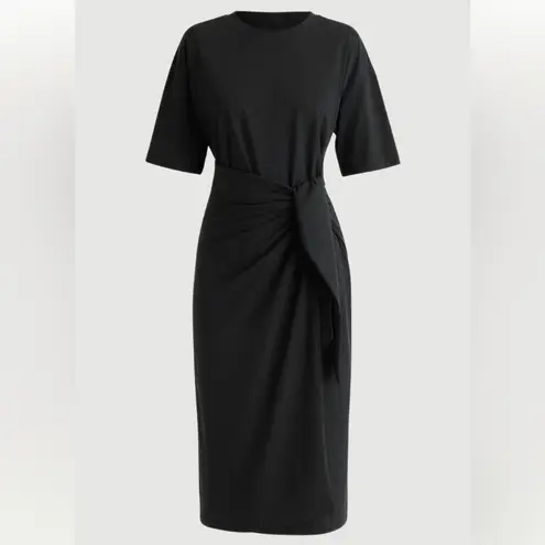 Modern Citizen Noa Tie Waist Black Organic Cotton Midi T-Shirt Dress XS