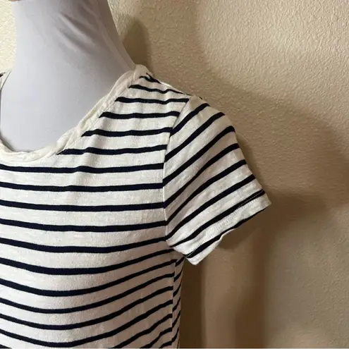 Boden Coralie white navy blue striped short sleeve shift cotton mini dress 4