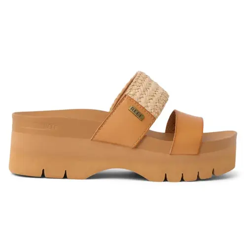 REEF 7.5 Cushion Vista Higher Sandal Slides in Natural Raffia EUC