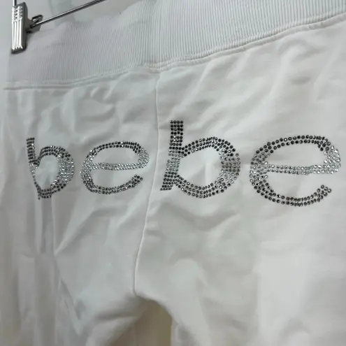 Bebe Y2K American VINTAGE  XS White Butterfly Rhinestone Capri Sweatpant Joggers