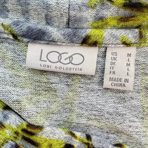 LOGO By Lori Goldstein Leaf Botanic Print Cardigan Pockets Button Size Medium