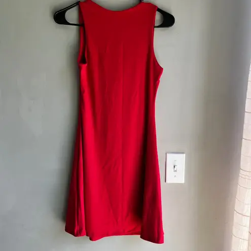 Red Sleeveless Dress Qinsen Mini Square Neck Bodycon Party Cocktail Size Medium