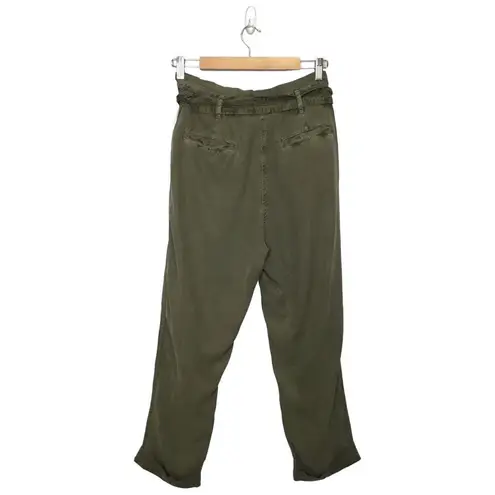 Treasure & Bond New Pants Womens Size 6 Paper Bag Waist Cuffed Olive Green