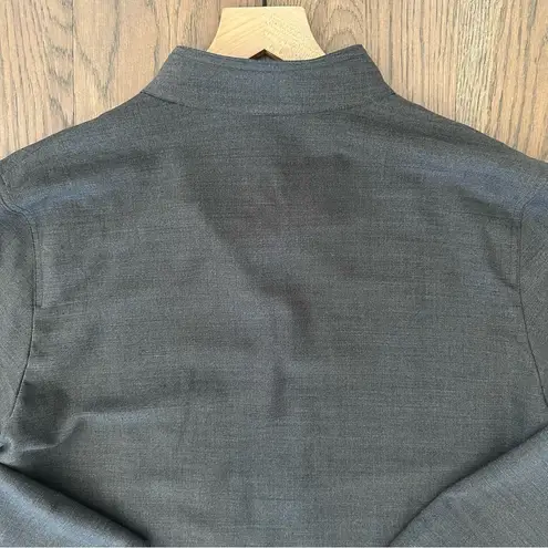 Max Mara Stretch Wool Stand Collar Open Front Jacket Charcoal Grey US 6