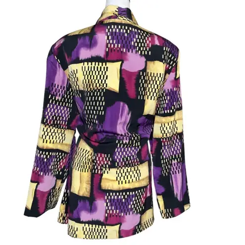 Vintage Kensington Square Abstract 80's Button Single Breasted Blazer Size XL Black