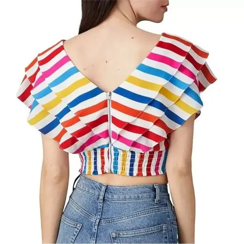 RTR Color Me Courtney Holly Ruffle Top size 4/ Small White