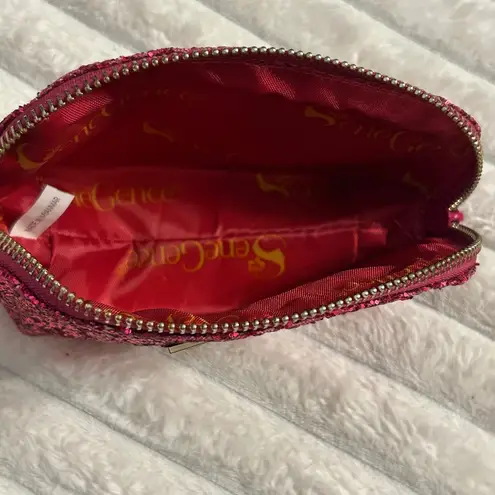 SENEGENCE Pink Glitter Cosmetic Bag Diamond Charm Zipper Pouch Makeup Organizer