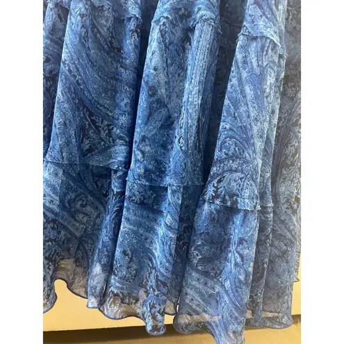 Jones Wear Dress Multiplayer Ruffled Blue Sleeveless Maxi Dress sz 10 hippie