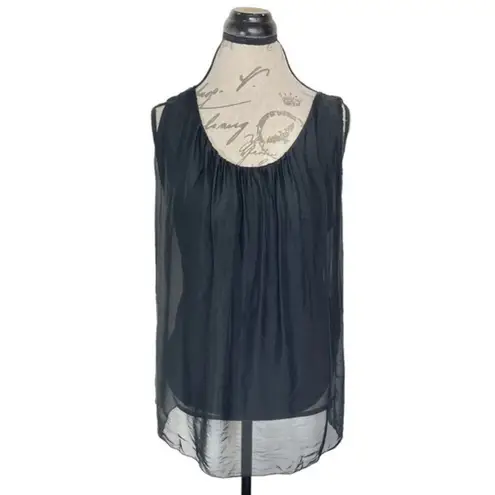 Pinto Ranch Silk Tank Top Womens Black Western Made in Italy Ajah Size Medium