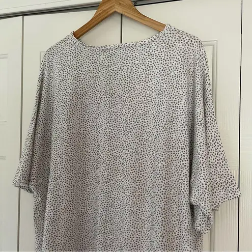 Cut loose Dot Print Oversized High Low Top One Size Cotton Linen Blend White