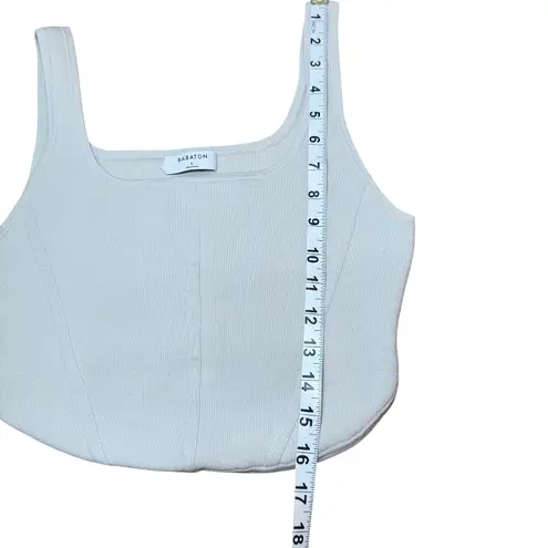 Babaton Sculpt Knit Cropped Tank Top Square Neck Sleeveless tan Size L