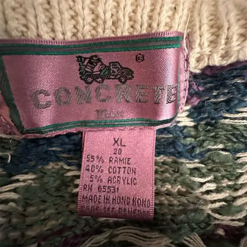 Vintage Geometric Sweater XL Maximalist Grannycore Boho Cottagecore Academia Gray