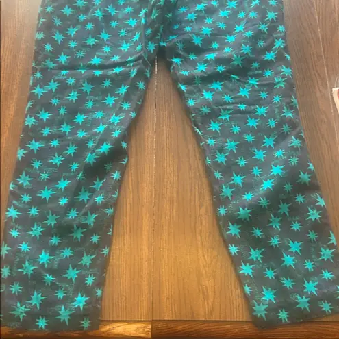 Mimi Liberte by Michel Klein star print straight crop pants size 38 Starlight Blue