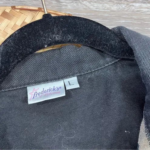 Vintage Y2K fredericks of Hollywood embroidered cropped denim jacket women’s L Black Size L