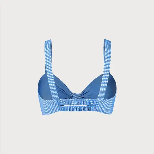 BERLOOK Blue Textured Striped Knot TOP ONLY 10