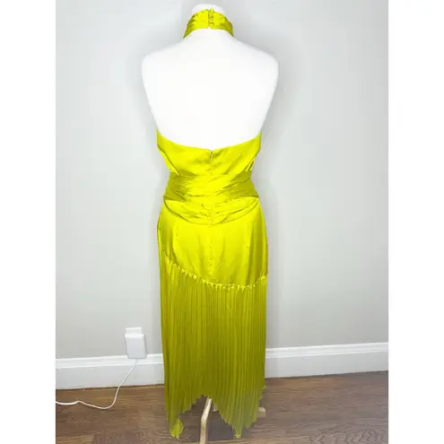 Amur Dixon Citrine Pleated Criss Cross Halter Satin Dress NEW $598