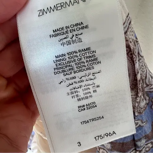 Zimmermann Maxine Plunge Blouse Tank Top In Purple Multicolor