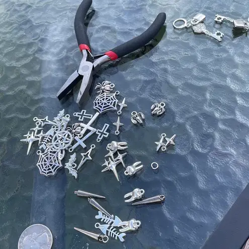 Handmade Silver Y2k Fish Bone Hoop Earrings , Punk Goth Boho Silver