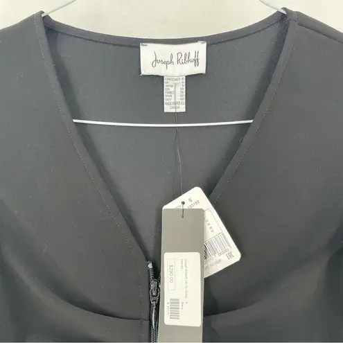 Joseph Ribkoff Sequin Beaded V Neck Sheer Flare Sleeve Zip Blouse Jacket Top