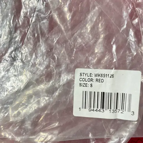 Band Of The Free New Smocked Waist Wide Leg Cropped Pants Red Chevron Size Small