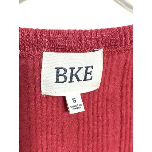 BKE Raw Edge Ribbed Tank Top Womens S V Neck Earth Red Y2K Summer Boho Vamp