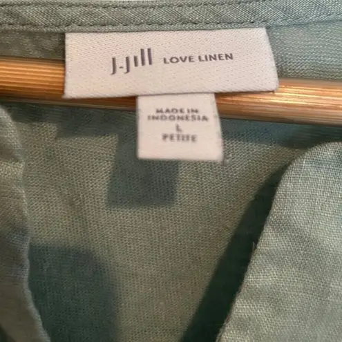 J. JILL Pure Love Linen Tunic Top Green knit sweater 3/4 sleeve LP LARGE PETITE Size undefined